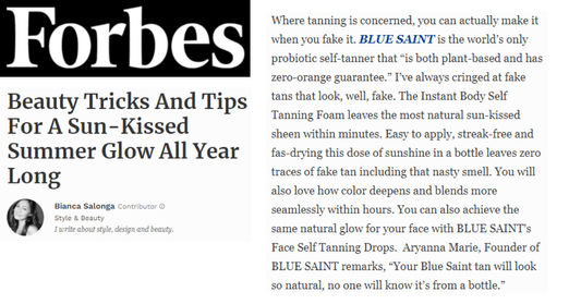 <em>Forbes</em> Features Blue Saint for a Sun-Kissed Summer Glow All Year Long - BLUE SAINT